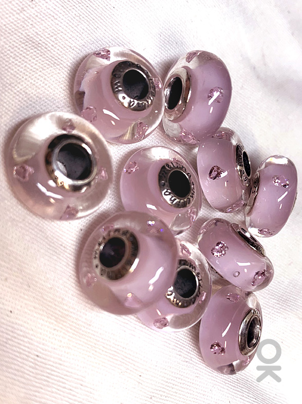 Pink Heart Zirconia Design Glass Beads